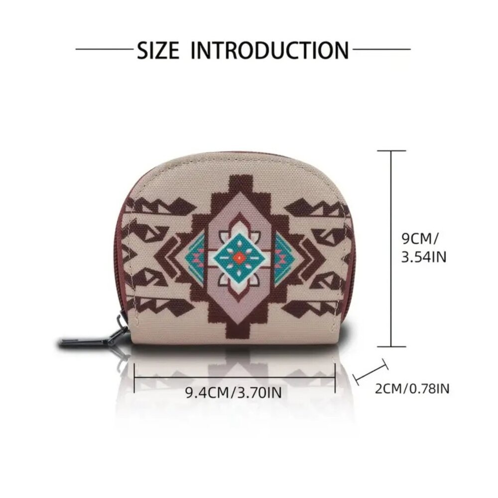 Boho Aztec Tribal Crossbody Bag & Mini Wallet Set Southwestern Canvas Purse - Picture 7 of 9